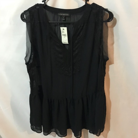 Lane Bryant Tops - NEW Lane Bryant peasant top blouse black